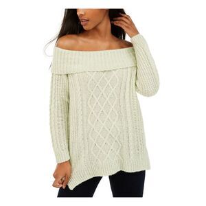 NO COMMENT NY LA Womens Top Green Long Sleeve Off Shoulder Evening Juniors L